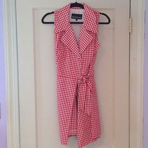 Vintage red  gingham wrap dress